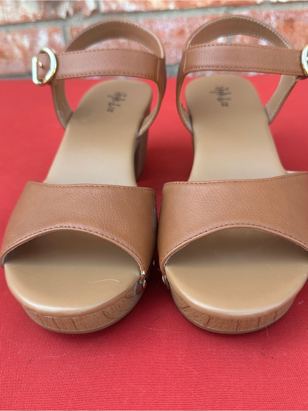 Style & Co. Tan Block Heel Sandal with Stud Accents women's size 7 NWT